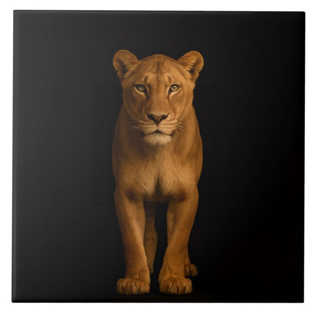 Black 4 Luxe Tile with Noble Lioness Kakelplatta (Framsidan)