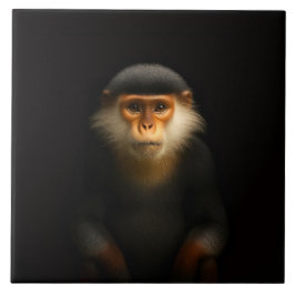 Black 4 Luxe Tile with Red Shanked Douc Langur Kakelplatta