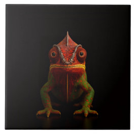 Black 4 Luxe Tile with tropical Panther Chameleon Kakelplatta