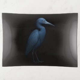 Black 4 Luxe trinket tray, Little Blue Heron