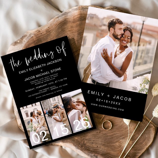 Black 4 Photo the Bröllop of Minimalist Inbjudningar (Skapare uppladdad)