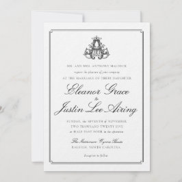 Black "A" Monogram Wedding Invitation Inbjudningar