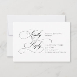 Black "A" Monogram Wedding RSVP Card OSA Kort
