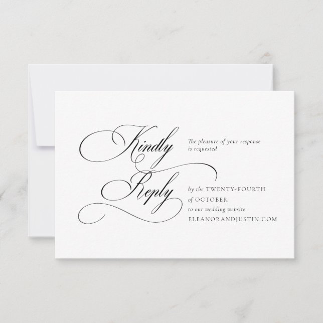 Black "A" Monogram Wedding RSVP Card OSA Kort (Framsida)