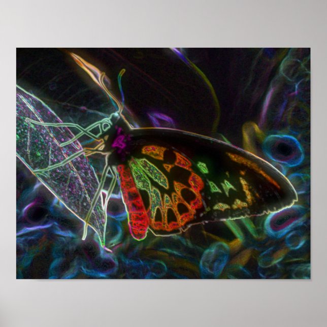 Black Abstrakt Butterfly Fantasy Art Poster (Framsidan)