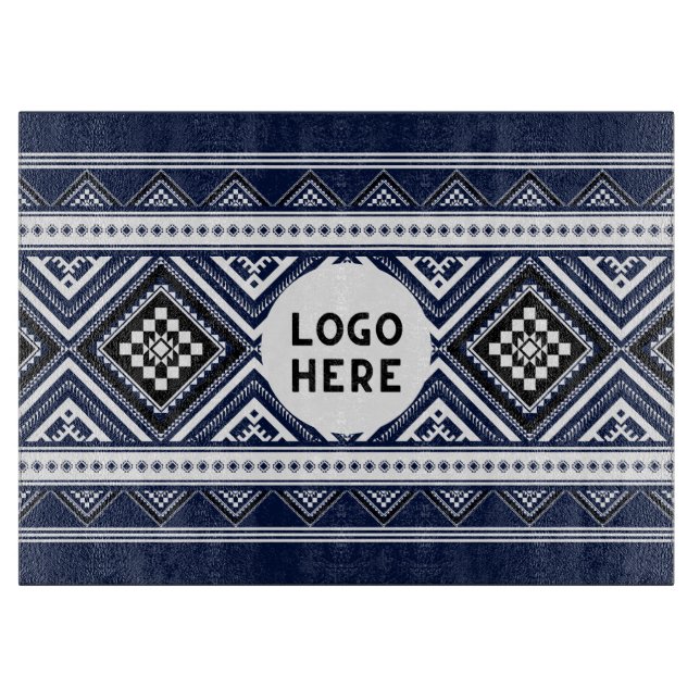 Black Abstrakt Ethnic Geometric Mönster med Logoty (Framsidan)