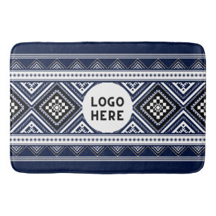 Black Abstrakt Ethnic Geometric Mönster med Logoty Badrumsmatta