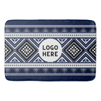 Black Abstrakt Ethnic Geometric Mönster med Logoty Badrumsmatta