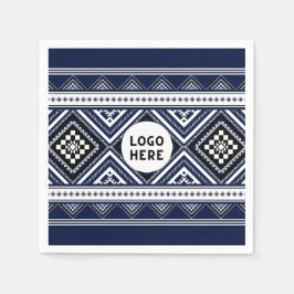 Black Abstrakt Ethnic Geometric Mönster med Logoty Pappersservett