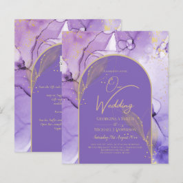 Bläck Abstrakt LILA GULD Lavender Wedding INVITE