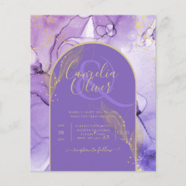 Bläck Abstrakt LILA GULD Lavender Wedding INVITE Flygblad