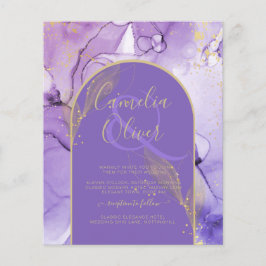 Bläck Abstrakt LILA GULD Lavender Wedding INVITE Flygblad