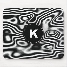 Black Abstrakt Wave Linjer Mousepad Musmatta