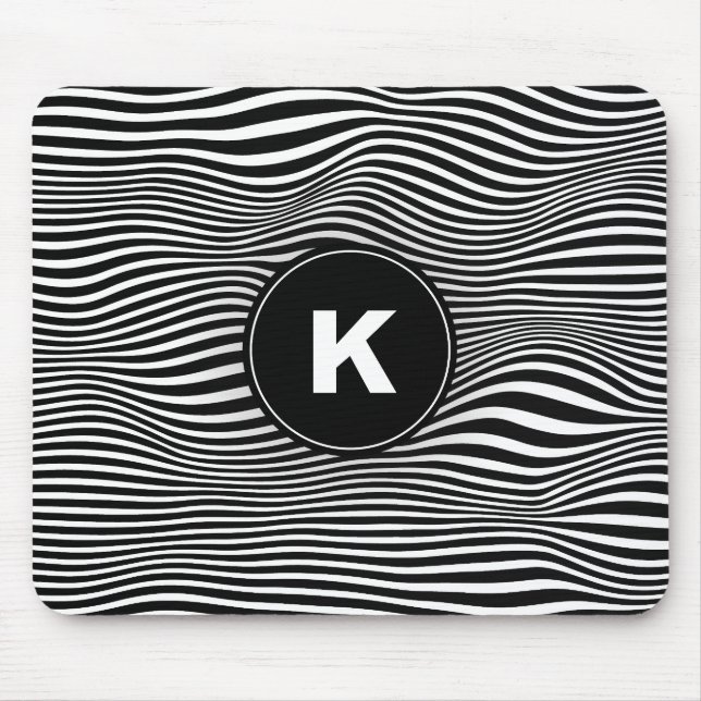 Black Abstrakt Wave Linjer Mousepad Musmatta (Framsidan)