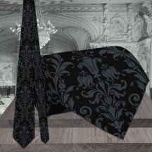 Black Acanthus Blommigt Damask Wedding