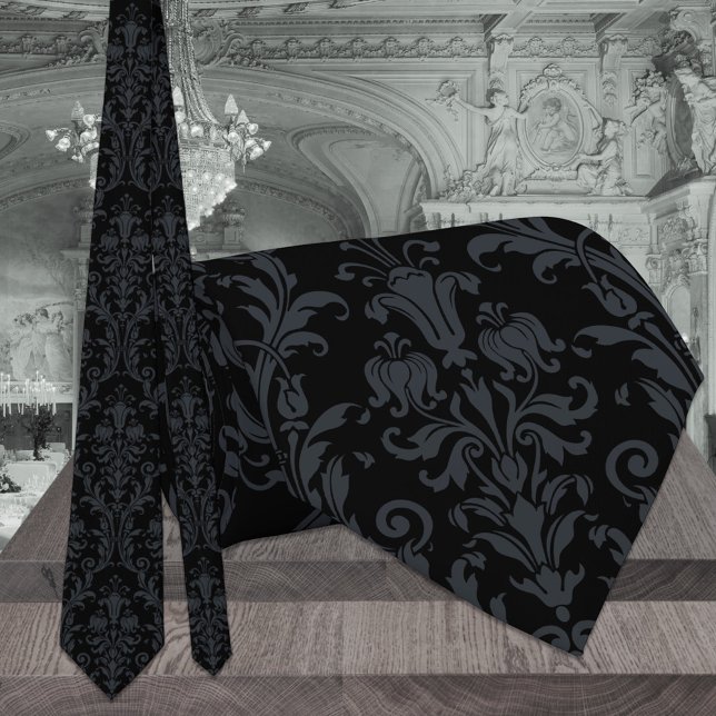 Black Acanthus Blommigt Damask Wedding Slips (Skapare uppladdad)
