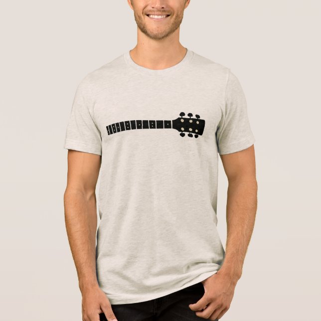 Black Acoustic Guitar Nacke | Music Oatmjöl T Shirt (Framsida)