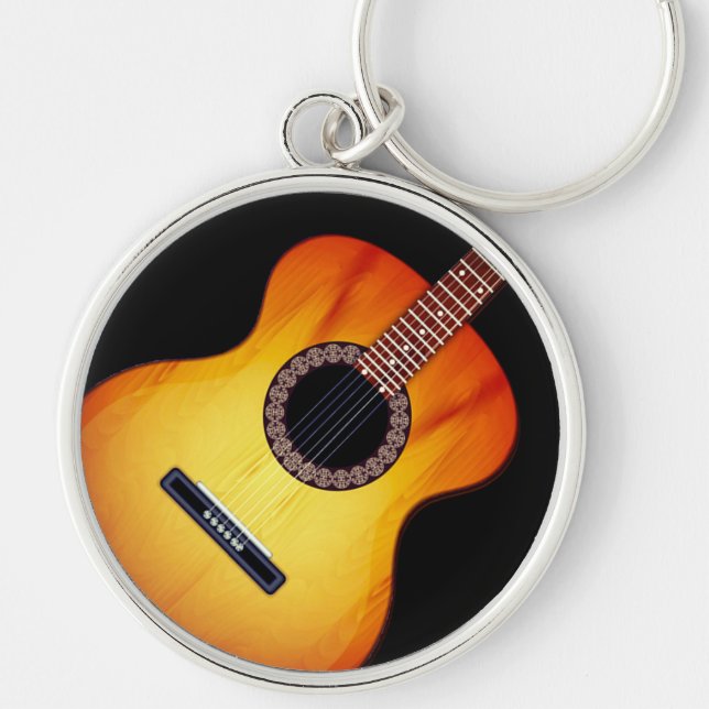 Black Acoustic Guitar Nyckelring (Framsidan)