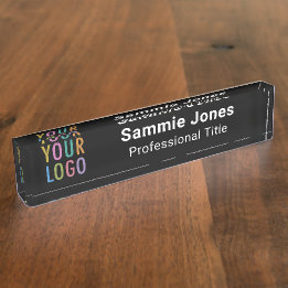 Black Acrylic Desk Namn Plate Business Logotyp Mod