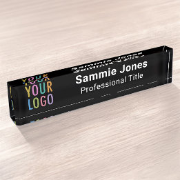 Black Acrylic Desk Namn Plate Business Logotyp Mod