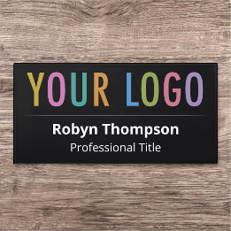 Black Acrylic Large Namn Plate Company Logotyp Off
