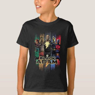 Black Adam Characters In Stripes Graphic T Shirt