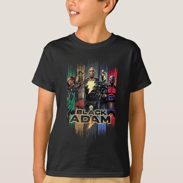 Black Adam Characters In Stripes Graphic T Shirt (Framsida)