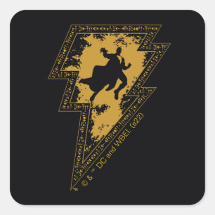 Black Adam Distress Lightning Bolt Graphic Fyrkantigt Klistermärke