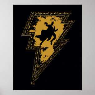 Black Adam Distress Lightning Bolt Graphic Poster