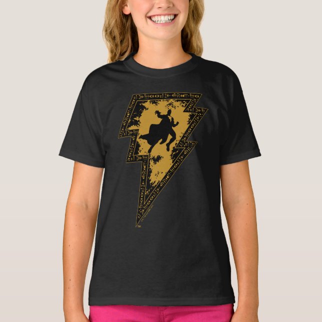 Black Adam Distress Lightning Bolt Graphic T Shirt (Framsida)