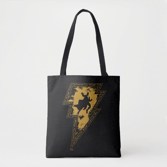 Black Adam Distress Lightning Bolt Graphic Tygkasse (Framsida)