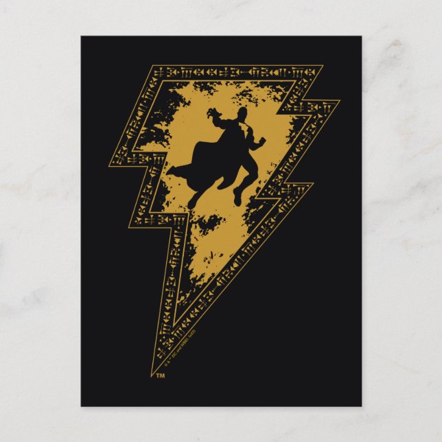 Black Adam Distress Lightning Bolt Graphic Vykort (Framsida)