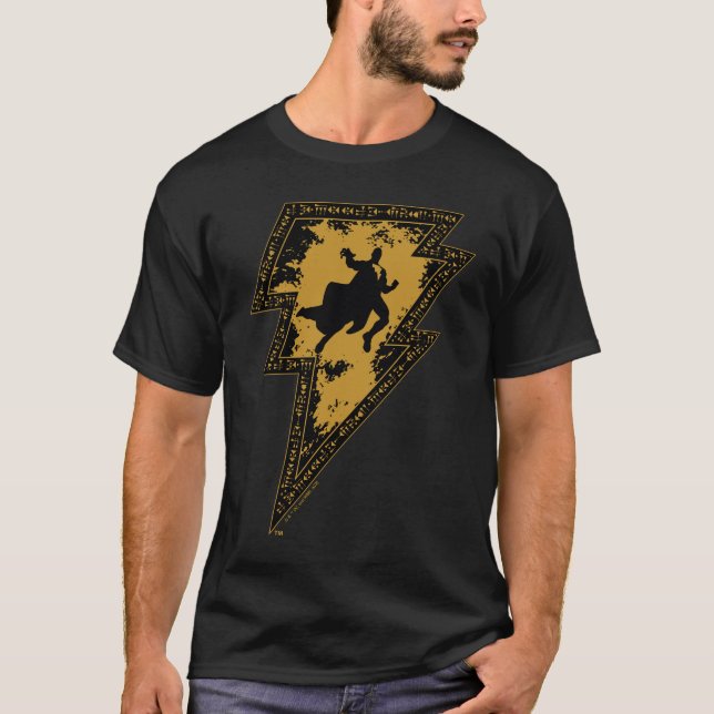 Black Adam Distressed Lightning Bolt Graphic T Shirt (Framsida)