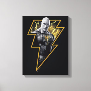 Black Adam Grått och Guld Lightning Graphic Canvastryck