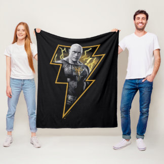 Black Adam Grått och Guld Lightning Graphic Fleecefilt