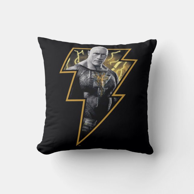 Black Adam Grått och Guld Lightning Graphic Kudde (Framsida)