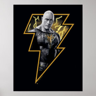 Black Adam Grått och Guld Lightning Graphic Poster