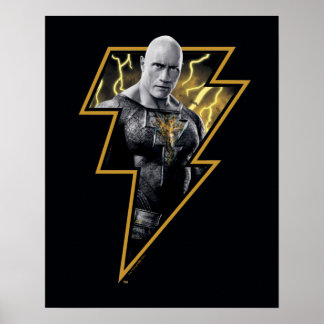 Black Adam Grått och Guld Lightning Graphic Poster