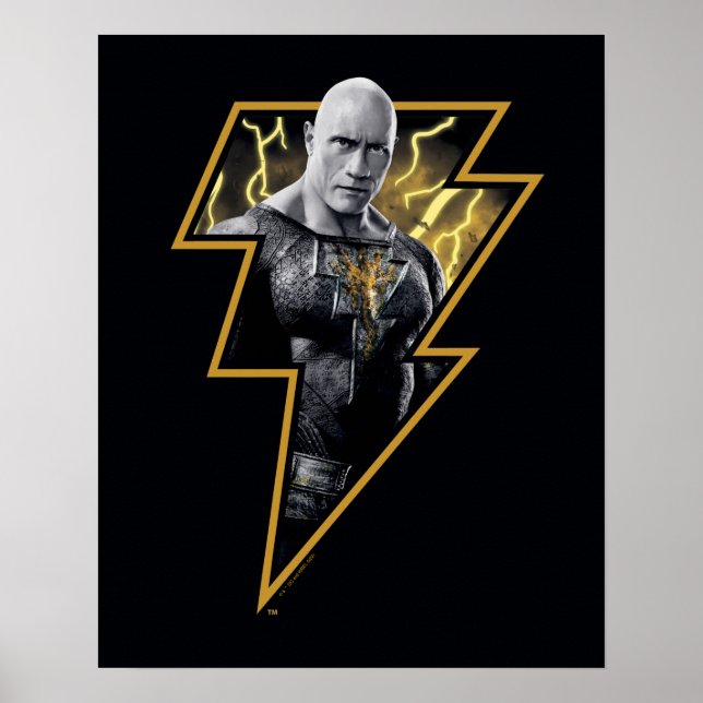 Black Adam Grått och Guld Lightning Graphic Poster (Framsidan)