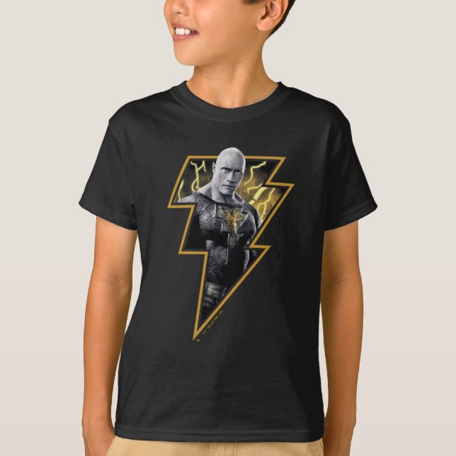 Black Adam Grått och Guld Lightning Graphic T Shirt (Framsida)