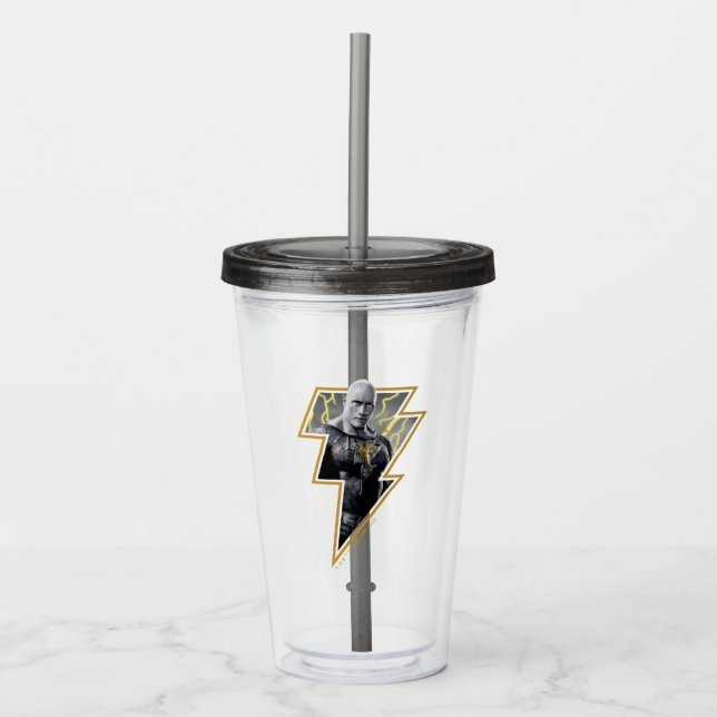 Black Adam Grått och Guld Lightning Graphic Take Away Mugg (Framsida)