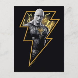 Black Adam Gray and Gold Lightning Graphic Vykort