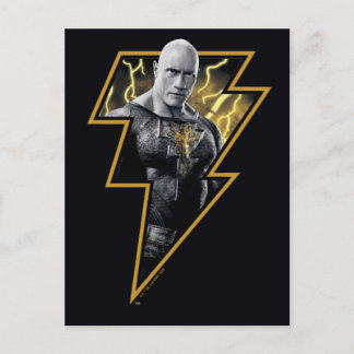 Black Adam Gray and Gold Lightning Graphic Vykort