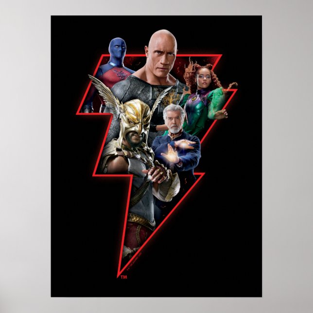 Black Adam Group Lightning Graphic Poster (Framsidan)