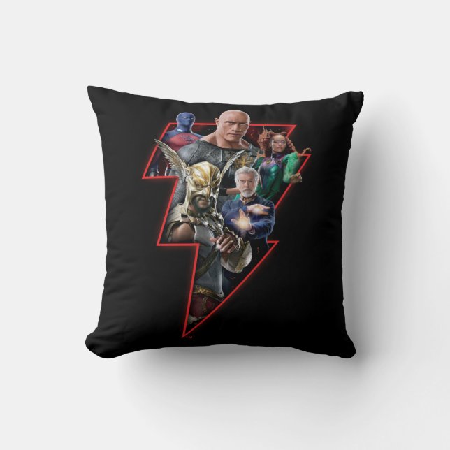 Black Adam Grupp Blixtgrafik Kudde (Framsida)