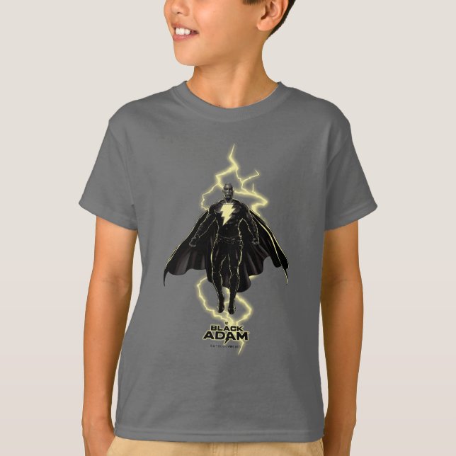 Black Adam Lightning Silhouette Graphic T Shirt (Framsida)