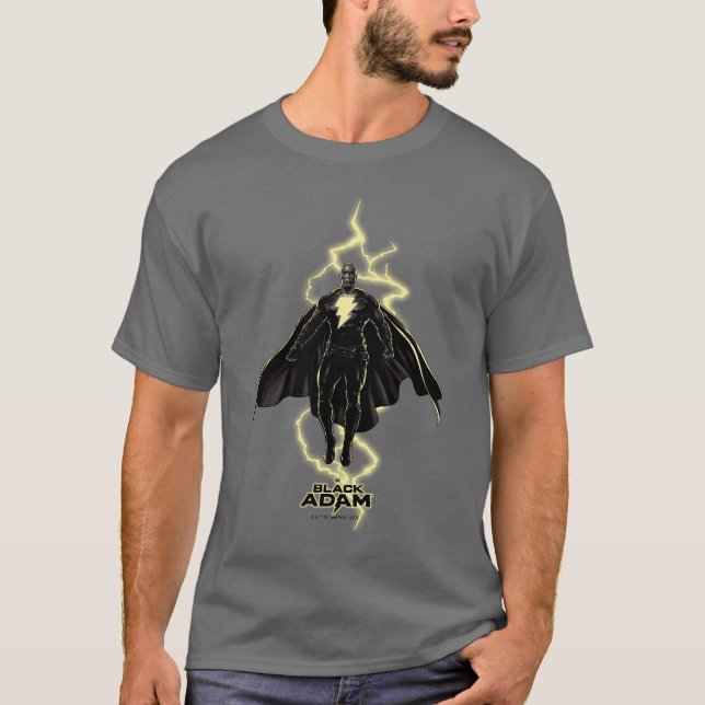 Black Adam Lightning Silhouette Graphic T Shirt (Framsida)