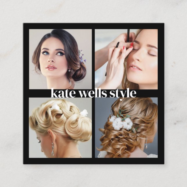 Black Add Anpassningsbar Logotyp Social Media Netw Fyrkantigt Visitkort (Framsida)