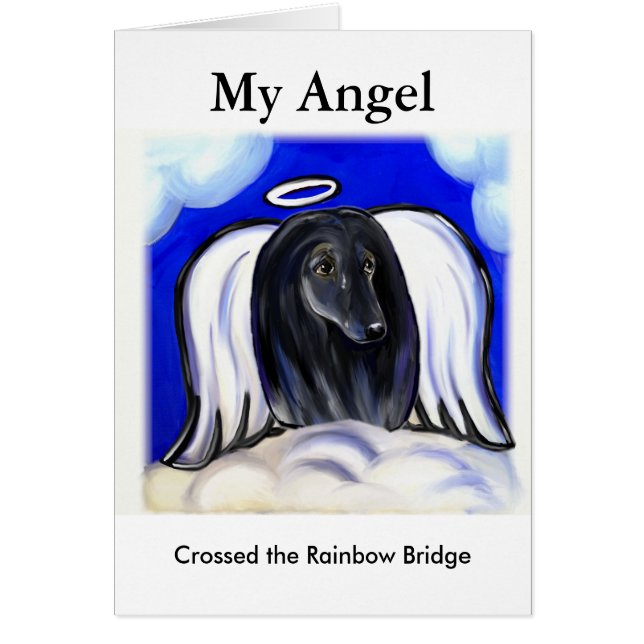 BLACK AFGHAN HOUND ANGEL HÄLSNINGSKORT (Framsidan)