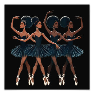 Black African American Ballerina Ballet Dance Girl Fototryck